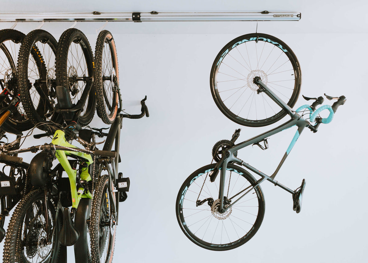 3.... 2.... 1.... the SpaceRail launches! Space saving bike storage ...