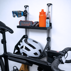 Rail mounted SpaceRail ONE Pro Set with a road bike and the full cycling hook set