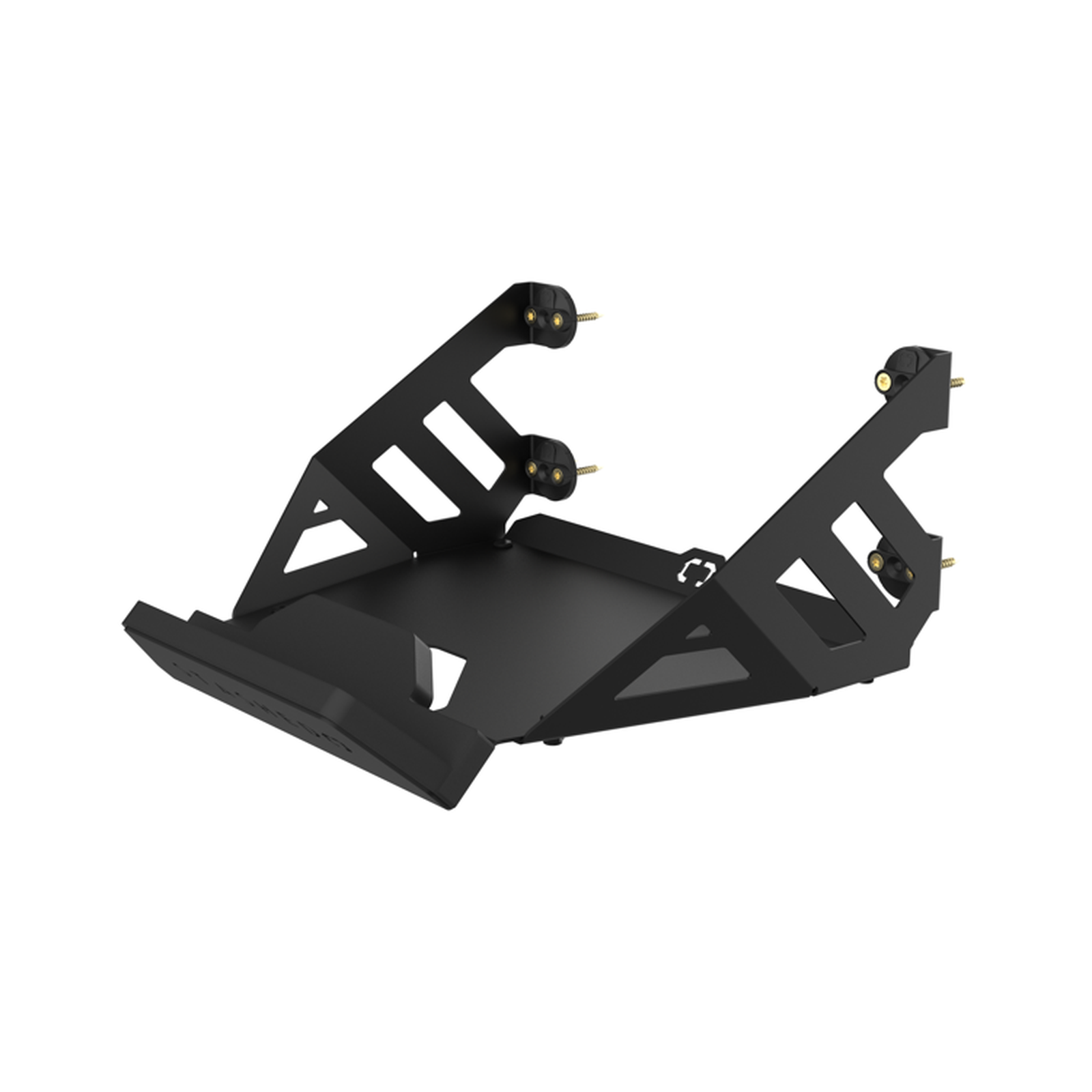 SpaceRail ONE wall mounted single bike rack in matt black with integrated kit shelf