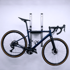 SpaceRail ONE Rail Mounted Starter Set holding a road bike on two wall rails