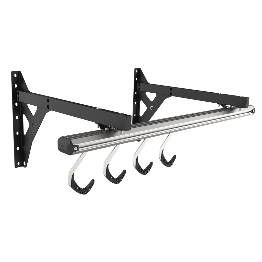 Space rail wall storage system - Black -  4 hook - stashed storage